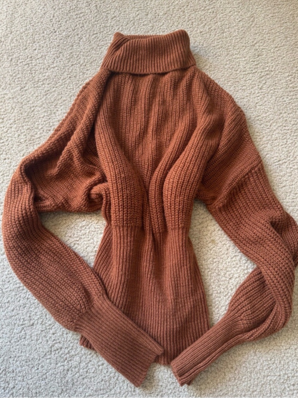 Fashion Nova Rust Orange Ribbed Turtleneck Mini Dress soft winter - Soft